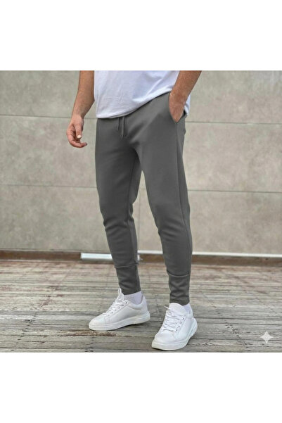 Es Sport بنطال رياضي رجالي باللون الرمادي Slimfit Scuba Jogger للاستخدام الخارجي