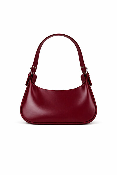Generic Oval Baget El Ve Omuz Çantası Bordo