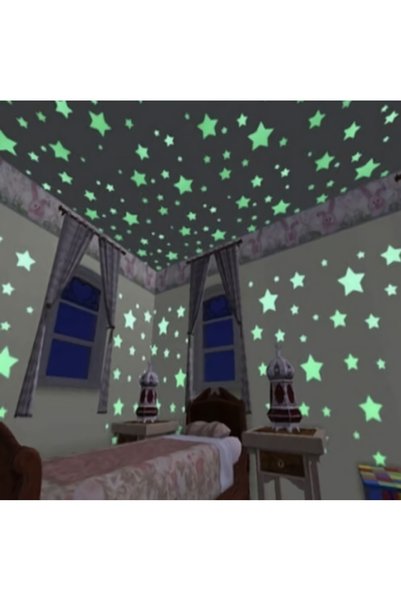 mertyavm Phosphorescent Star Set 150 Pieces Glow in the Dark 2.5cm Star Children's Room Wall Pvc Sticker