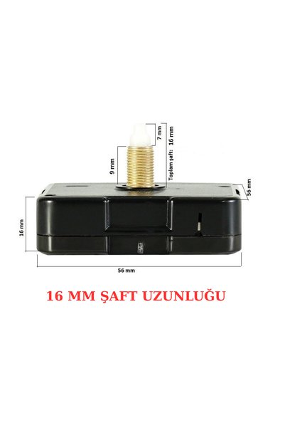 EXİZ TİCARET Saat Mekanizması 1. Sınıf Akar Sessiz Saat Mekanizması 16 Mm Şaft Askısız 3d Saatlerle Uyumlu Siyah