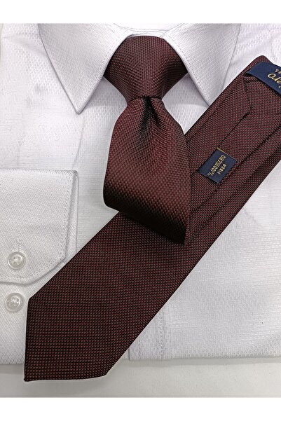 Gutiero ربطة عنق رفيعة منقوشة باللون الأحمر الداكن والرمل الأسود