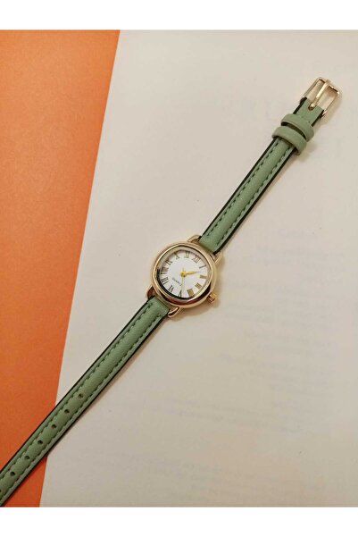 QUARTZ Retro Minimal Vintage Çağla Yeşili Renk Kordon Kadın Kol Saati bb0140