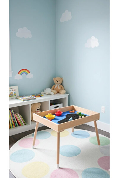 Masal Oyuncak Ayaklı Ahşap Montessori Öğrenme Tepsisi Kum Tepsisi