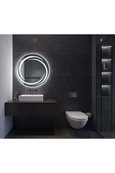 ZERAYNA 60x60 Yuvarlak LED Işıklı Dekoratif Ayna – Banyo, Ofis, Güzellik Merk...