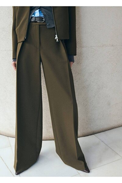 MANGO Woman Kemerli düz kesim pantolon