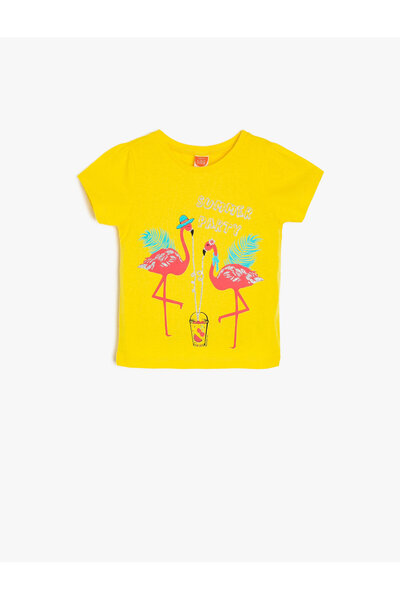 Koton Kids تي شيرت أصفر مطبوع عليه نص طفلة