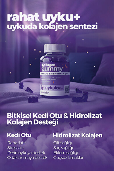 icollagen İyi Uykular Kolajen Jelibonu - Kedi Otu & 5 Tip Kolajen