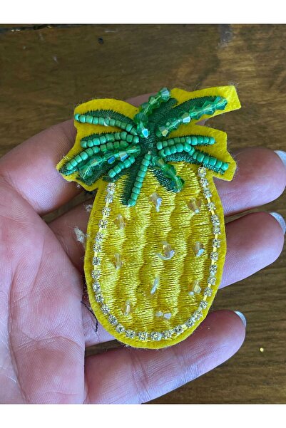 Gönülden Tasarım Aplic de broderie cu ananas, 8x5 cm, care se lipsește prin călire cu fierul de călcat
