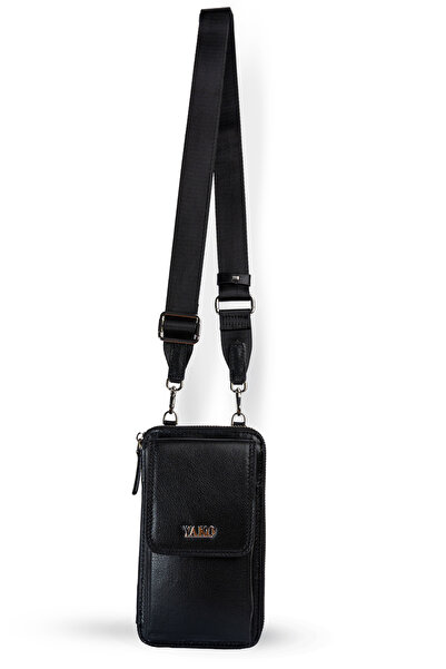 Yako Çanta Yako Deri Telefon bölmeli Kartlık Bölmeli Askılı Siyah Çanta