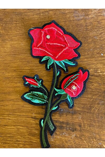 Gönülden Tasarım 18x9 cm peglana reljefna crvena ruža, aplikacija za šivanje