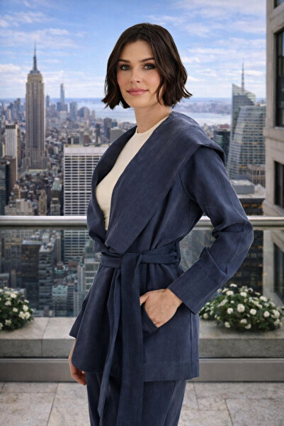 OYERGA MODA سترة نسائية ذات ياقة شال عالية الجودة