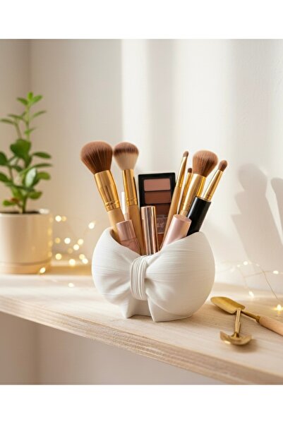 markasi Beyaz renkli Fiyonk Tasarımlı Dekoratif Kalemlik ve Masa Düzenleyici ...