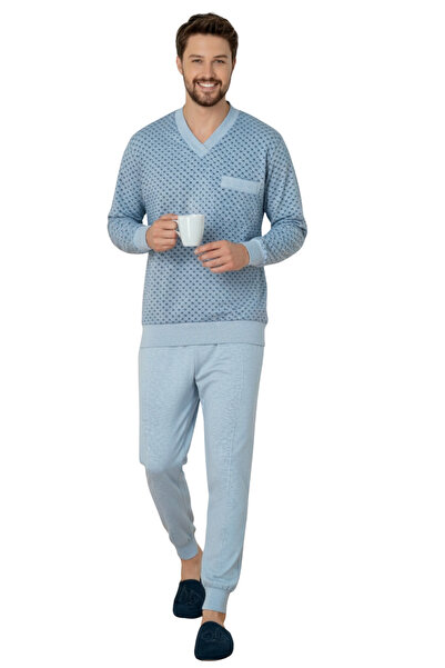 bigmama طقم بيجامة شتوية للرجال – مقاس كبير ومقاس قياسي، ملابس منزلية مريحة، قطن