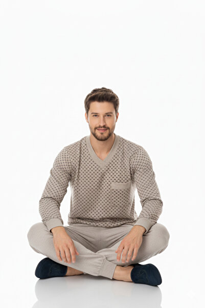 bigmama طقم بيجامة شتوية للرجال – مقاس كبير ومقاس قياسي، ملابس منزلية مريحة، قطن