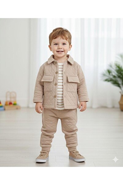 Bolly Baby Quilted Safari Pattern Striped Badi 3-Piece Baby Boy/Child Set