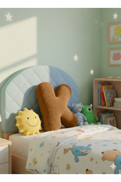 pufftable وسادة على شكل حرف K من القطيفة، وسادة زخرفية، لون بني جملي، حجم كبي...