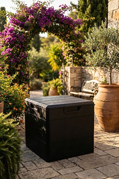 Bambus Home 120 LT Kapaklı Depolama-Saklama Kutusu-Sandık Bahçe, Balkon,