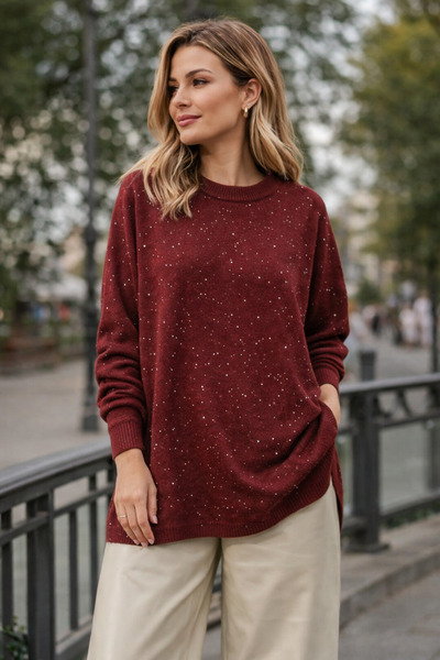 MODA S&S BZLİNE Simli triko tunik