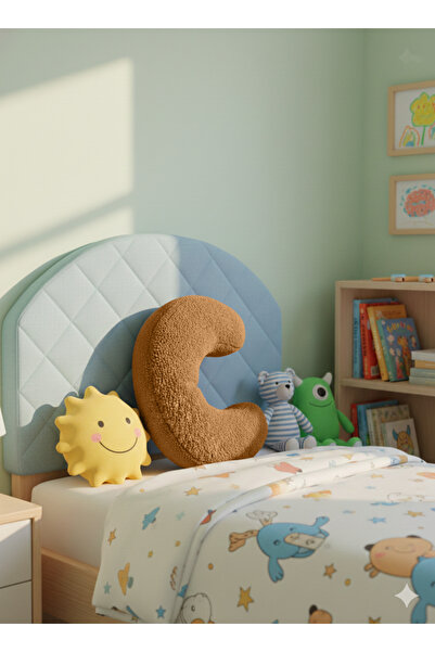 pufftable وسادة على شكل حرف C من القطيفة، وسادة زخرفية، لون بني جملي، حجم كبي...