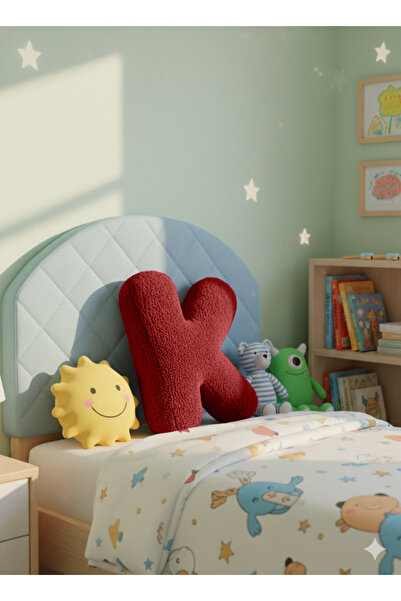 pufftable وسادة على شكل حرف K من القطيفة، وسادة زخرفية، قماش تيدي بورجوندي، ح...