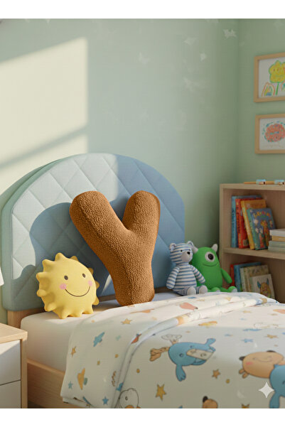 pufftable وسادة على شكل حرف Y من القطيفة، وسادة زخرفية، لون بني جملي، حجم كبي...