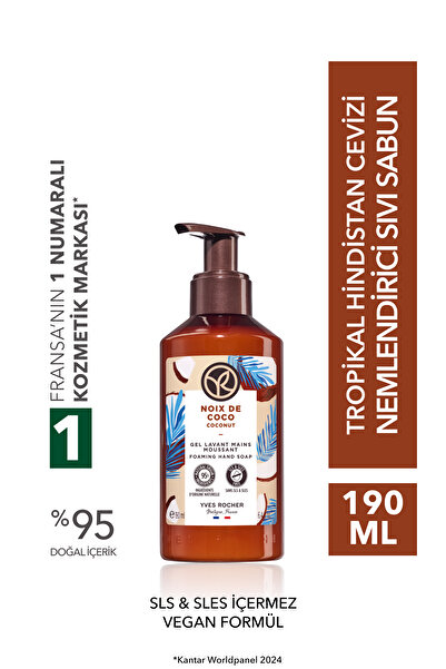 Yves Rocher Sıvı Sabun- Tropikal Hindistan Cevizi - SLS,SLES İçermez,Vegan-190ml