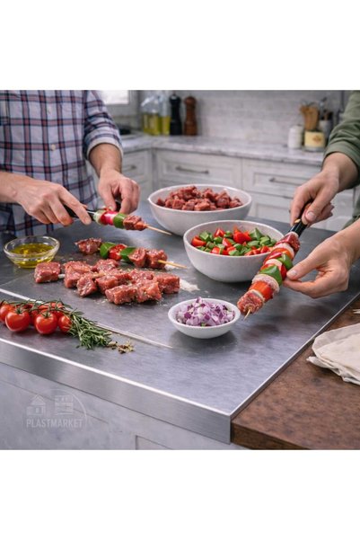 PLASTMARKET Stainless Steel Countertop Cutting Board, Dough Kneading Board, Countertop Protector, 70X50 cm