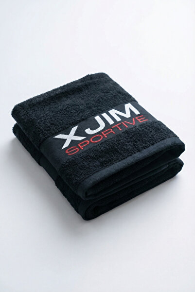 XJIM مجموعة من 2 منشفة رياضية سوداء 100% قطن مقاس 50×100 سم للتدريب واللياقة البدنية وصالة الألعاب الرياضية والجولف والملاكمة، تمتص العرق