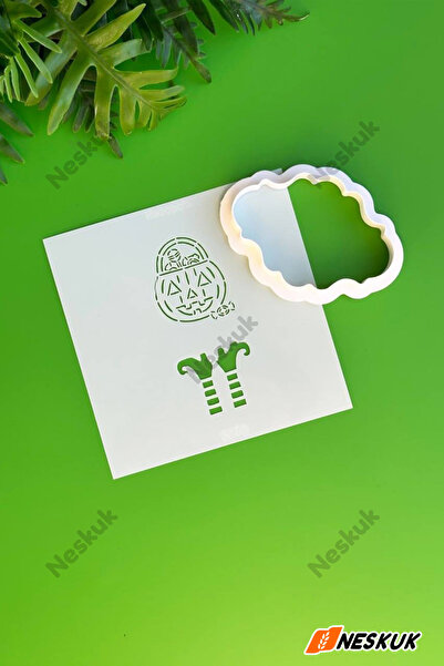 Neskuk قالب بسكويت بإطار مكون من 4 قطع + مجموعة قوالب |   قالب بتصميم الهالوي...