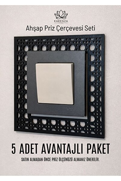 Karenza Home Dekoratif Desenli Priz Çerçevesi – Ahşap Duvar ve Priz Süsü Seti...