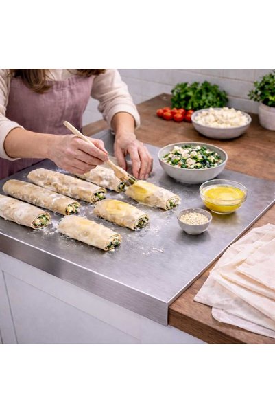 PLASTMARKET Stainless Steel Countertop Cutting Board, Dough Kneading Board, Countertop Protector, 70X50 cm