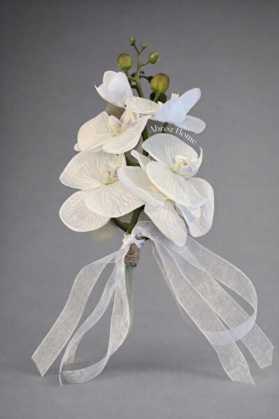ABROZ HOME DESIGN Yapay Çiçek - Beyaz Islak Orkide Yüzük tepsi çiçeği