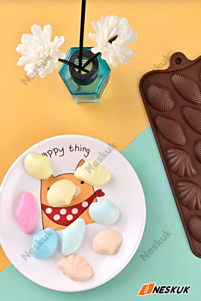 Neskuk قالب سيليكون للشوكولاتة، قالب سيليكون على شكل صدفة البحر، قالب حلويات