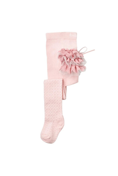 Bibaby Biorganic Jakarlı Dantelli Külotlu Çorap 68440 Pembe