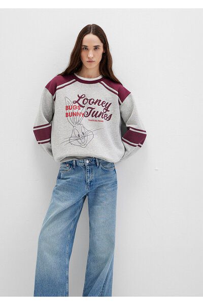 Mavi Bugs Bunny Baskılı Gri Sweatshirt 1S10464-83096