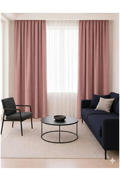 Perde Rüya Pudra Pembe Karartma Blackout Fon Perde Tek Kanat