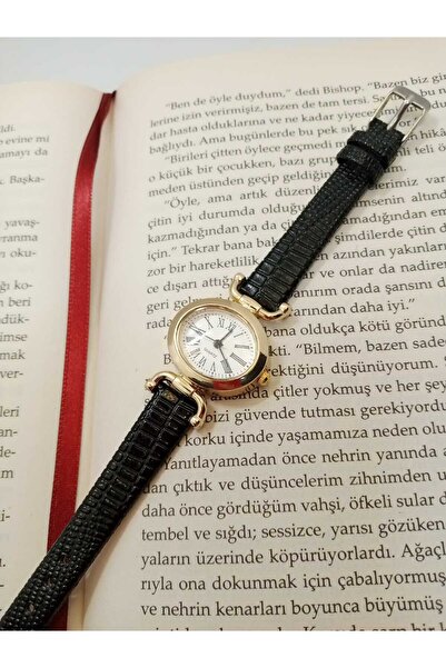 QUARTZ Retro Model Minimal Vintage Still Siyah Renk Yılan Desenli Kordon Kadı...