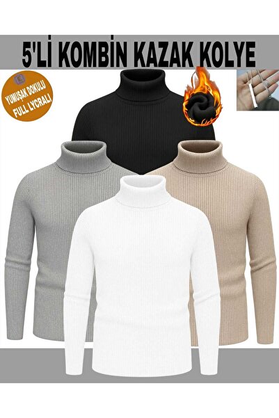 MELLORENZO Unisex Turtleneck Knitwear Ribbed Knit High-Neck Sweater