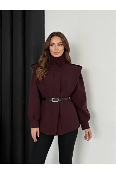 SUN STYLE Special Design Flared Belted Hidden Button Detailed Jacket - Lined