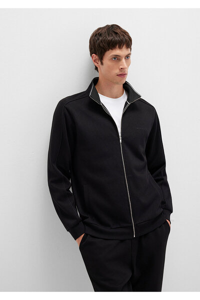 Mavi Schwarzes Interlock-Sweatshirt mit Reißverschluss 0S10381-900