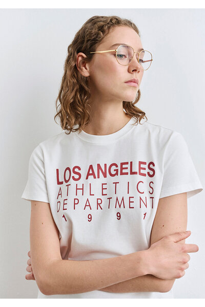 Mavi Tricou ecru cu imprimeu Los Angeles, croială normală 1613375-70057