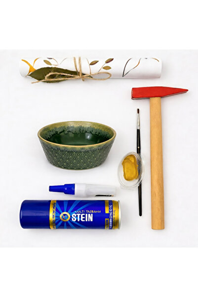 irashop Kintsugi Yapım Seti | Haki Yeşili Kase