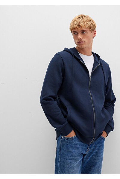 Mavi Kapüşonlu Fermuarlı Lacivert Sweatshirt 0S10423-70490