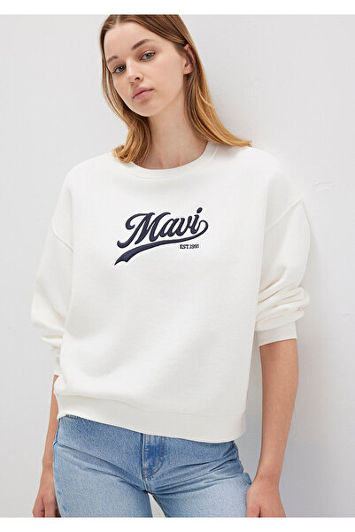 Mavi Logo Printed Ecru Sweatshirt 1S10419-80194