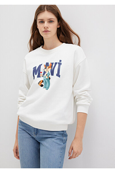 Mavi Kedi Logo Ekru Sweatshirt 1S10460-70057