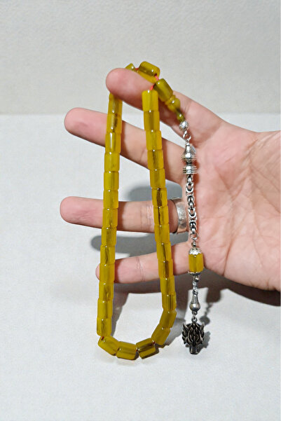 Budakoğulları Sadece Zinciri 925 Ayar Saf Gümüş Osmanlı Model Eski Çubuk Malzemeden Sıkma Kehribar Tesbih