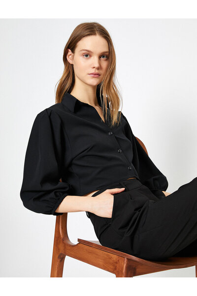 Koton Krótka koszula z detalami na ramionach