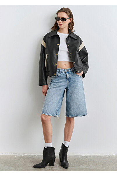 Mavi Μαύρο μπουφάν από συνθετικό δέρμα Loose Fit / Loose Comfortable Cut 1110727-900