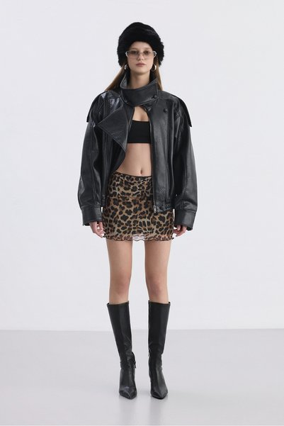 Babushka Leopar Mini File Etek