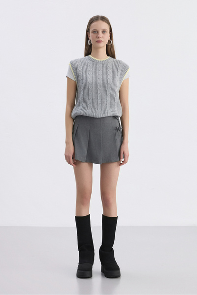 Babushka Fusta mini plisata cu fundita